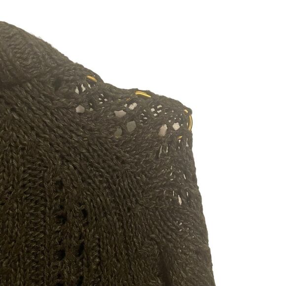 Anthropologie Sleeping on Snow Green Open Knit Cowl Neck Tunic Sweater Size SP - Picture 8 of 11